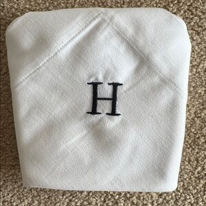 New Pottery Barn White Cotton Napkins with “H” Monogram